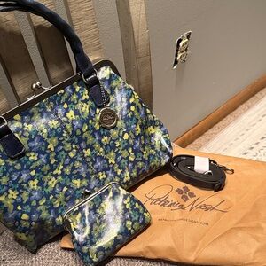 Patricia Nash Navy and Yellow Floral Shoulder Bag Set